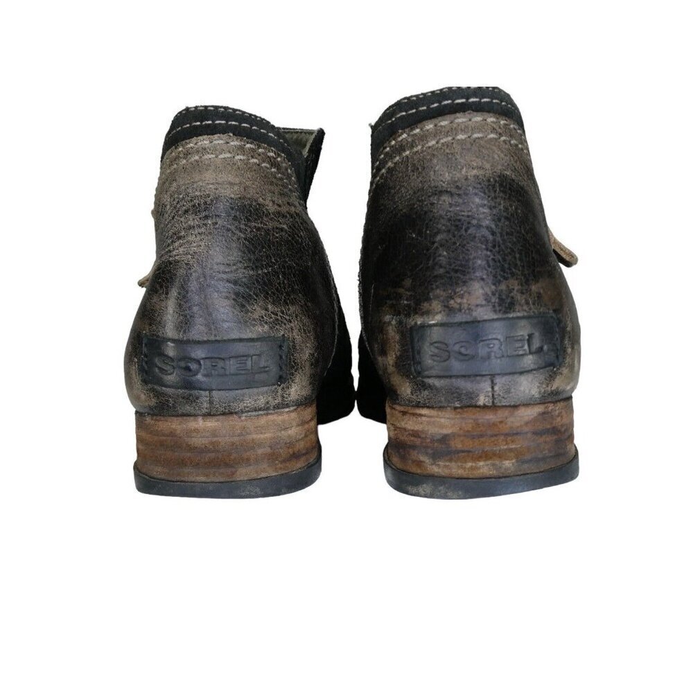 Sorel Major Low Ankle Boots Booties Black Leather Side Zip Women Size 8.5‎ - Picture 4 of 12